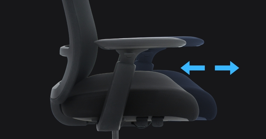 Fotel Ergonomiczny Biurowy ERGONAUT ODYSSEY Czarny – schemat regulacji głębokości siedziska